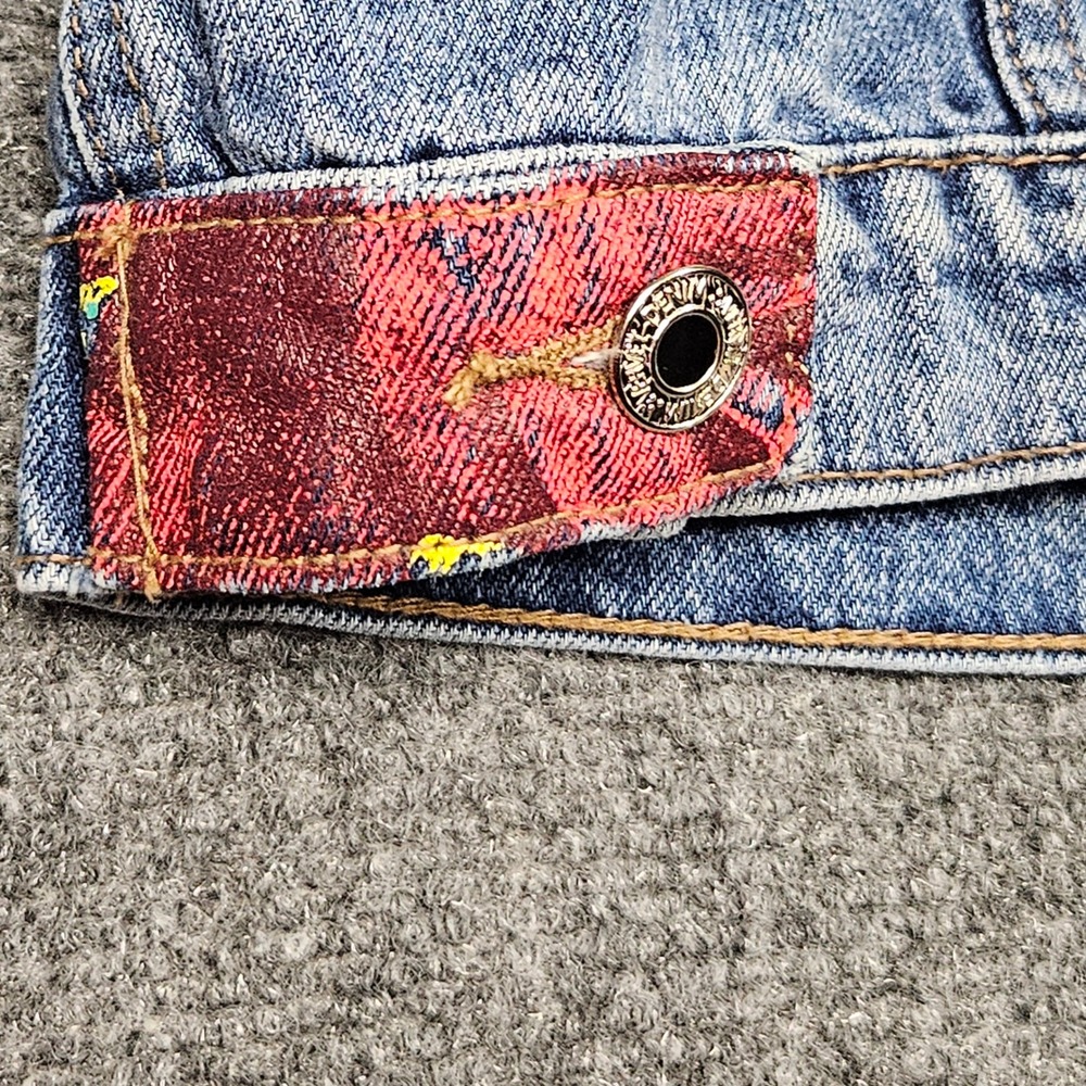 Patchwork Reworked Jean Jacket S Crop Distressed Y2K Style Grunge Street Vervet - Picture 6 of 14